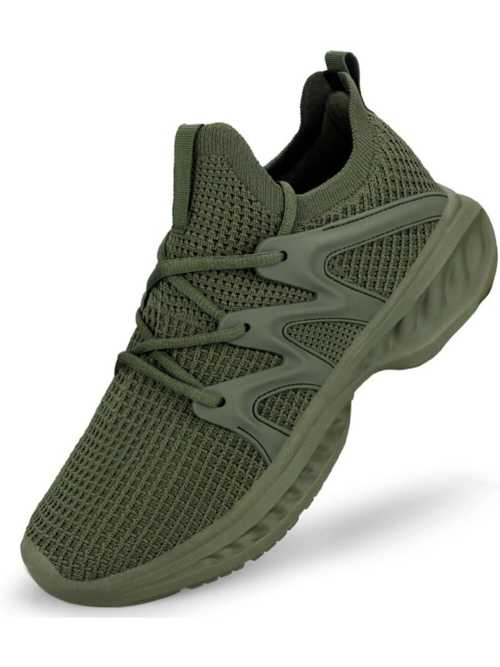 Women's Green Lightweight Non Slip Workout Breathable Mesh Solid Walking Sneaker - Picture 1 of 6